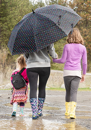 Cousins in the spring puddles
